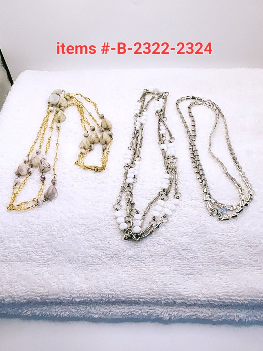 3 Necklaces, items # B-2322-2324. , wt. 99 grams.